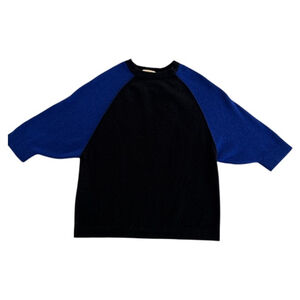 Women's Peck & Peck Cashmere Crew Neck Sweater M Black Blue